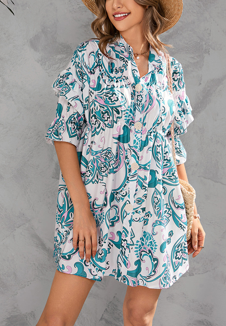 Vestido estampado con botones en la parte delantera