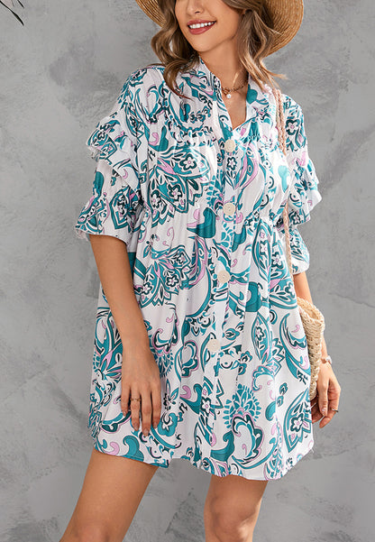 Vestido estampado con botones en la parte delantera