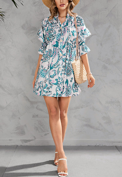 Vestido estampado con botones en la parte delantera