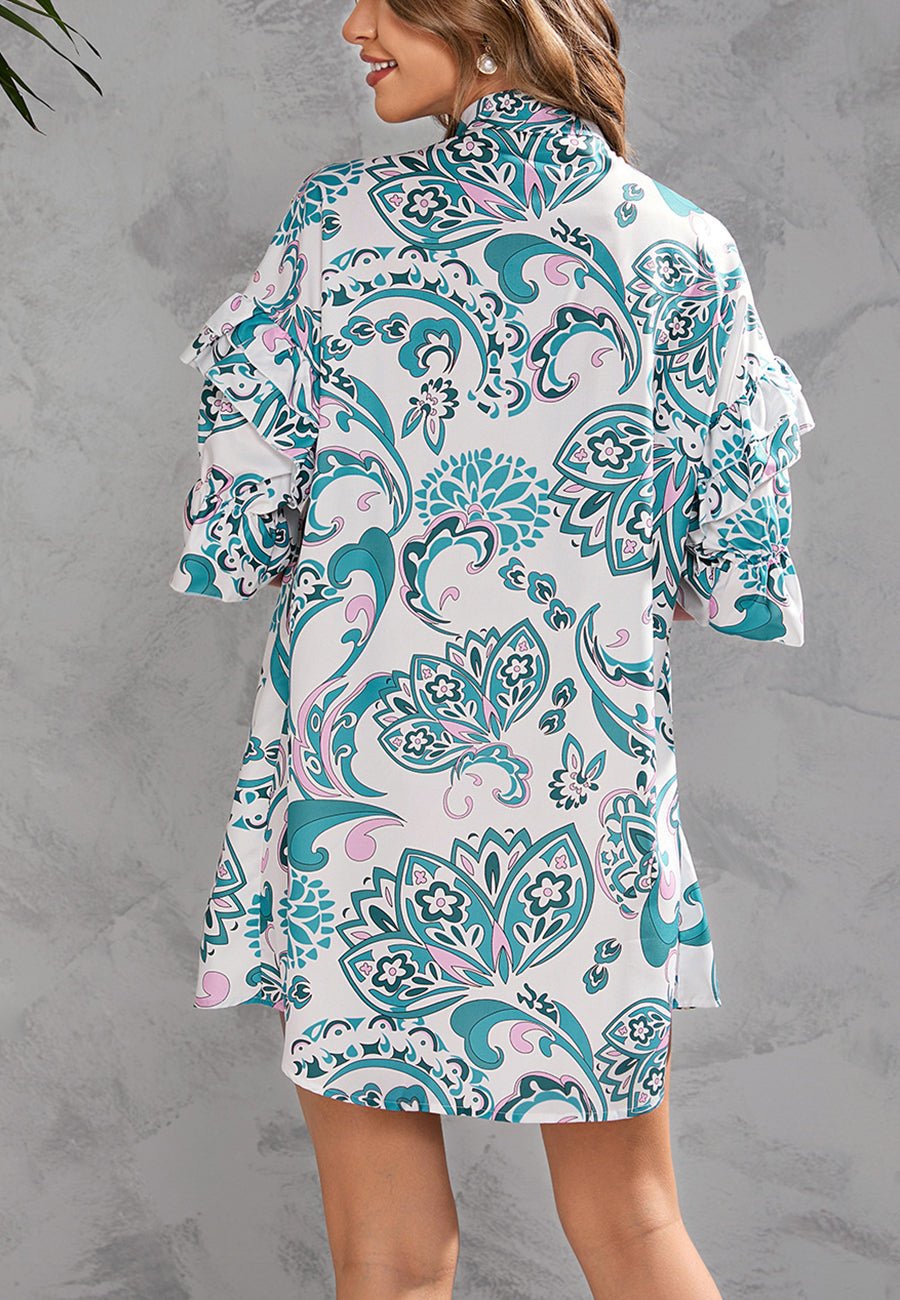 Vestido estampado con botones en la parte delantera