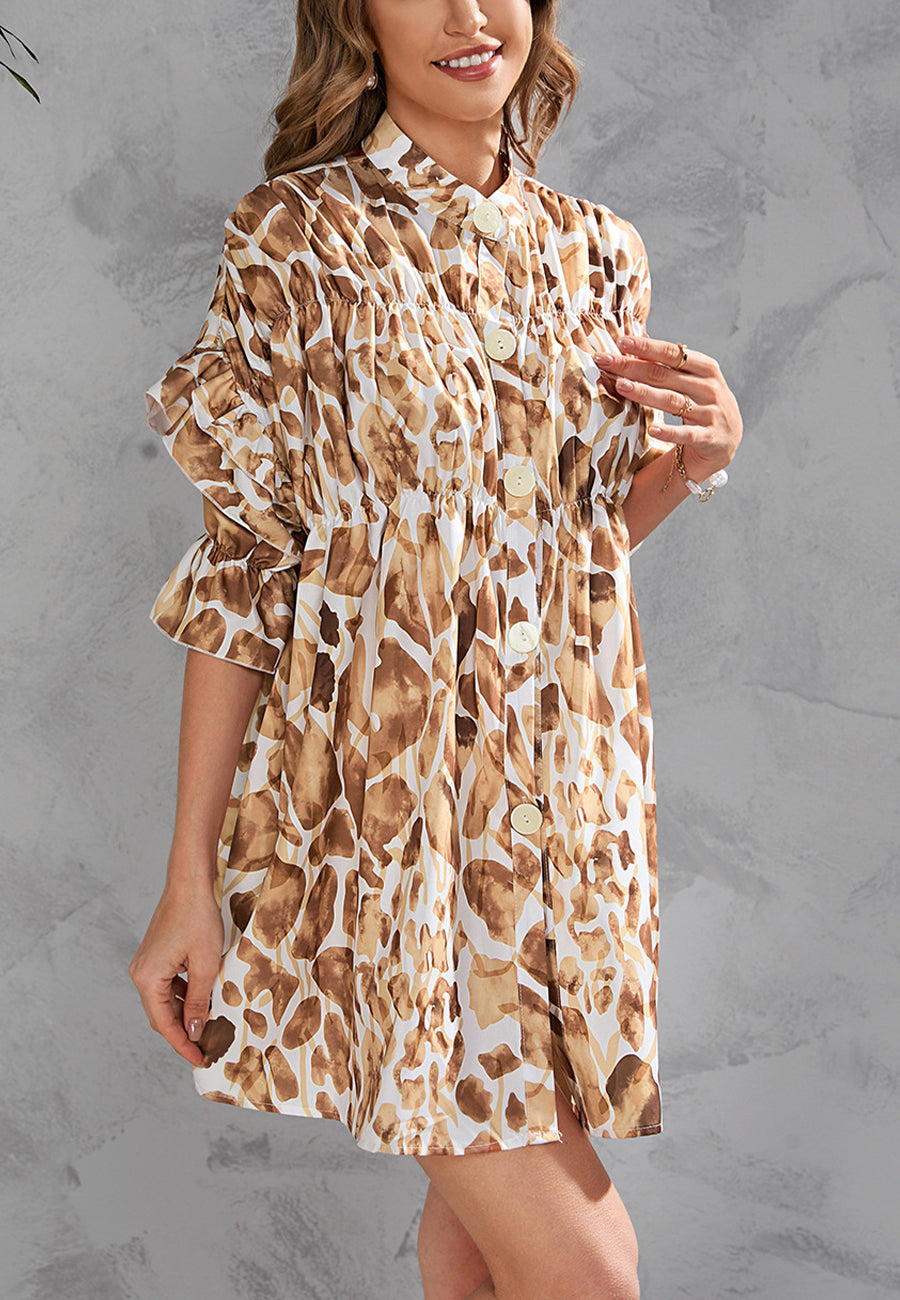 Vestido estampado con botones en la parte delantera