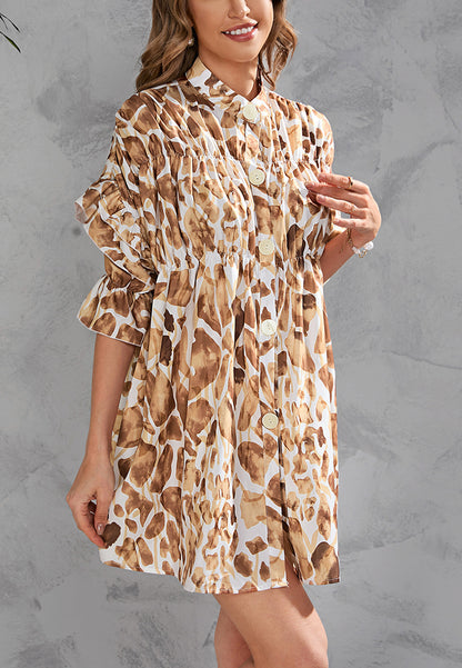 Vestido estampado con botones en la parte delantera