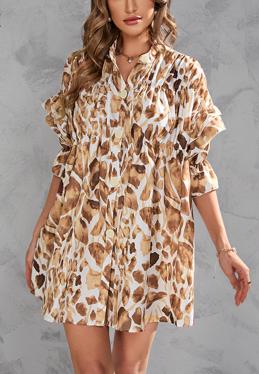 Vestido estampado con botones en la parte delantera