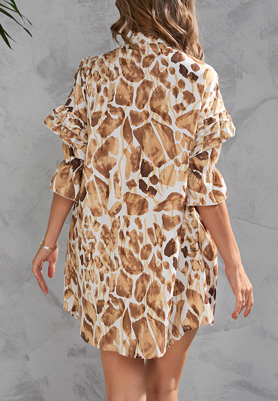 Vestido estampado con botones en la parte delantera