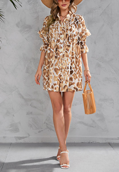 Vestido estampado con botones en la parte delantera