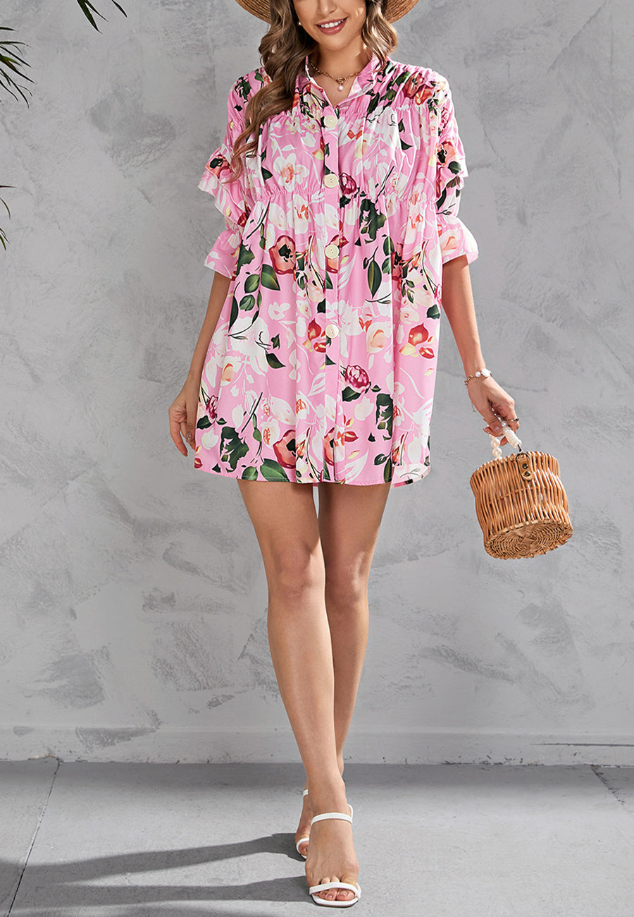 Vestido estampado con botones en la parte delantera