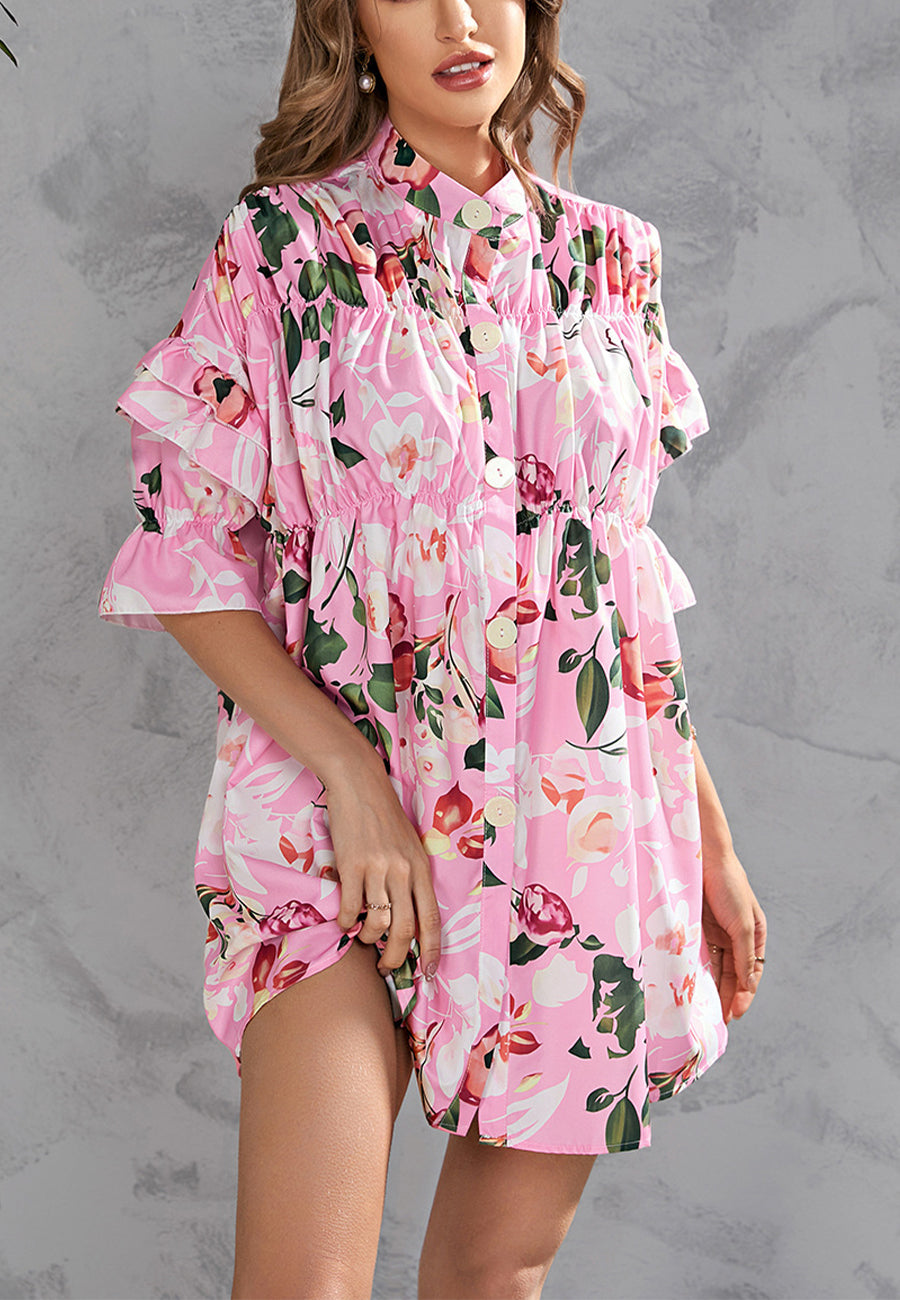 Vestido estampado con botones en la parte delantera