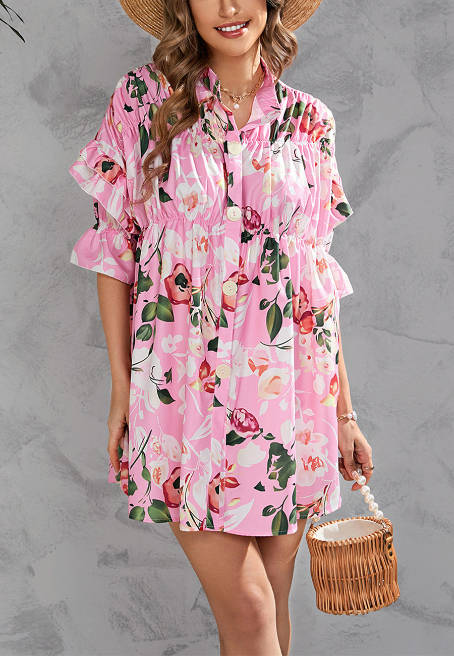 Vestido estampado con botones en la parte delantera