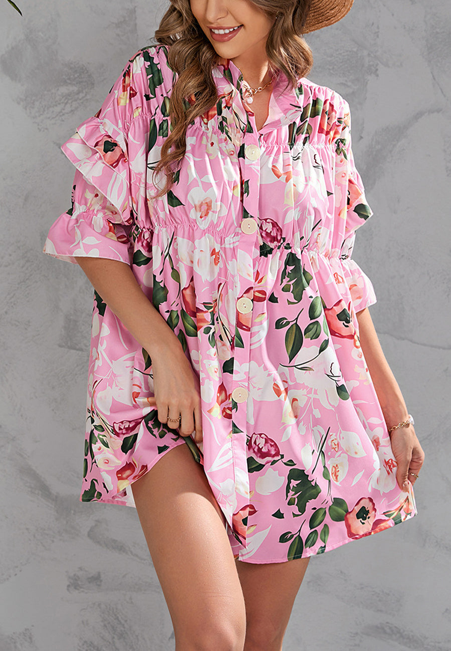 Vestido estampado con botones en la parte delantera