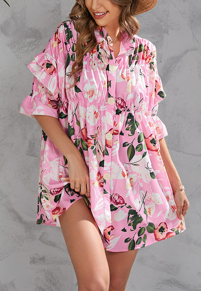 Vestido estampado con botones en la parte delantera