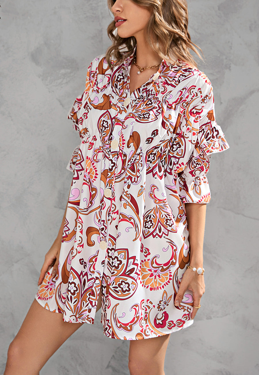 Vestido estampado con botones en la parte delantera