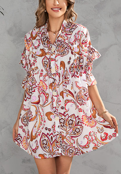 Vestido estampado con botones en la parte delantera