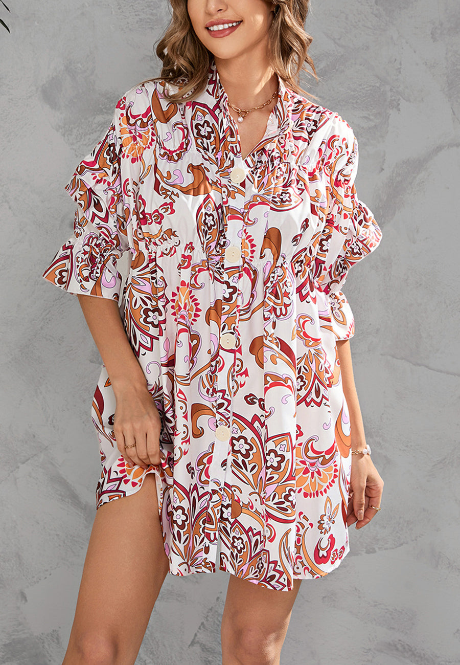 Vestido estampado con botones en la parte delantera