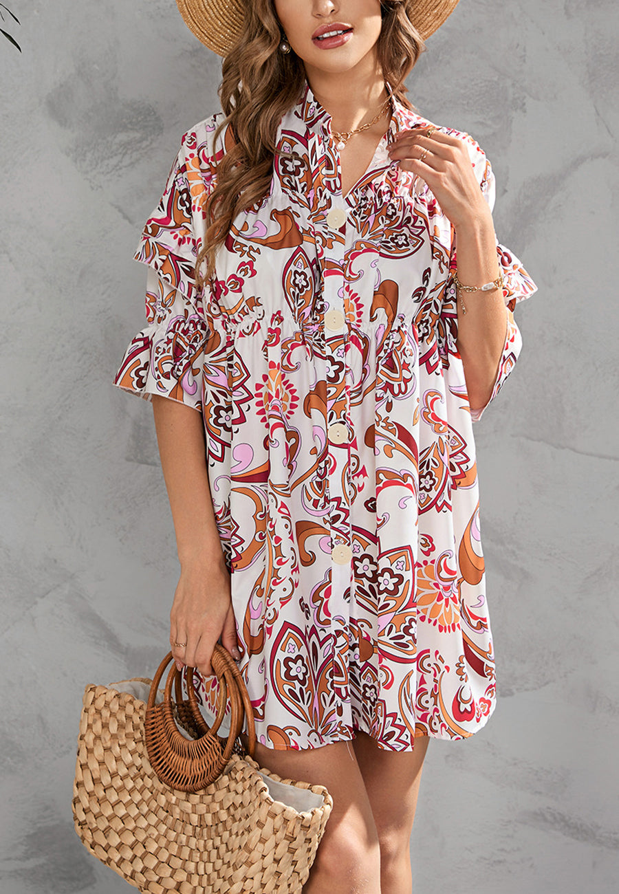 Vestido estampado con botones en la parte delantera