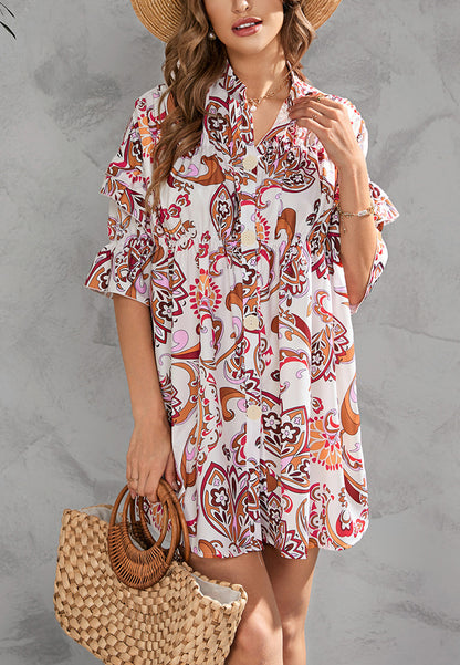 Vestido estampado con botones en la parte delantera