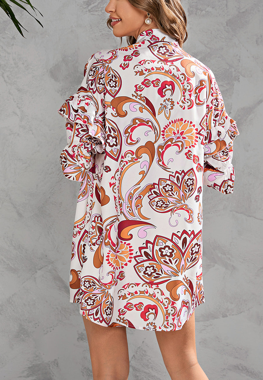 Vestido estampado con botones en la parte delantera