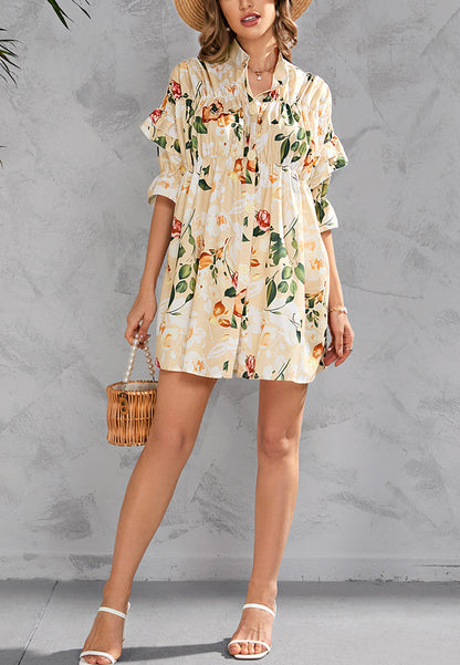 Vestido estampado con botones en la parte delantera