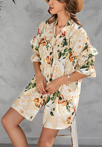 Vestido estampado con botones en la parte delantera