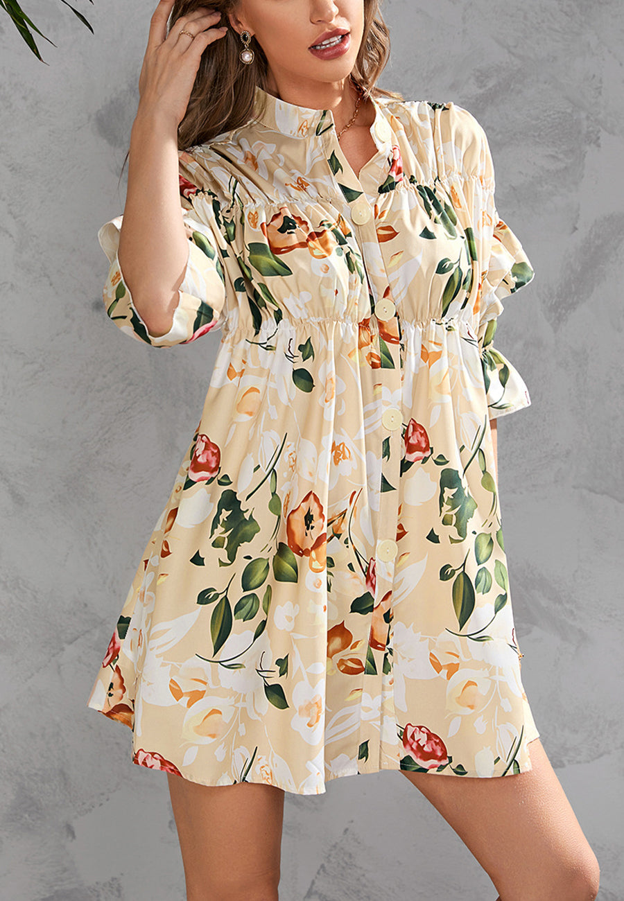 Vestido estampado con botones en la parte delantera