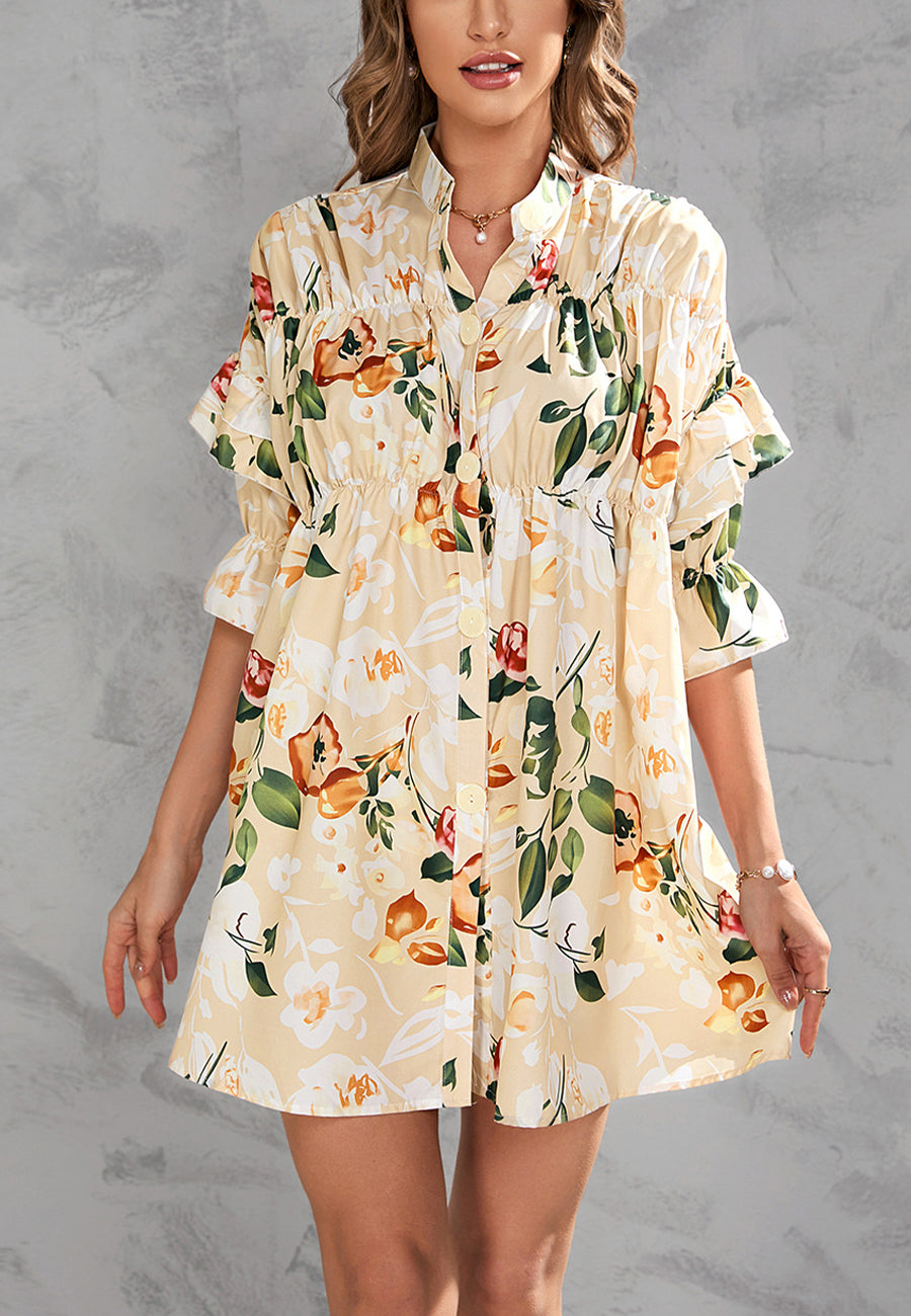 Vestido estampado con botones en la parte delantera