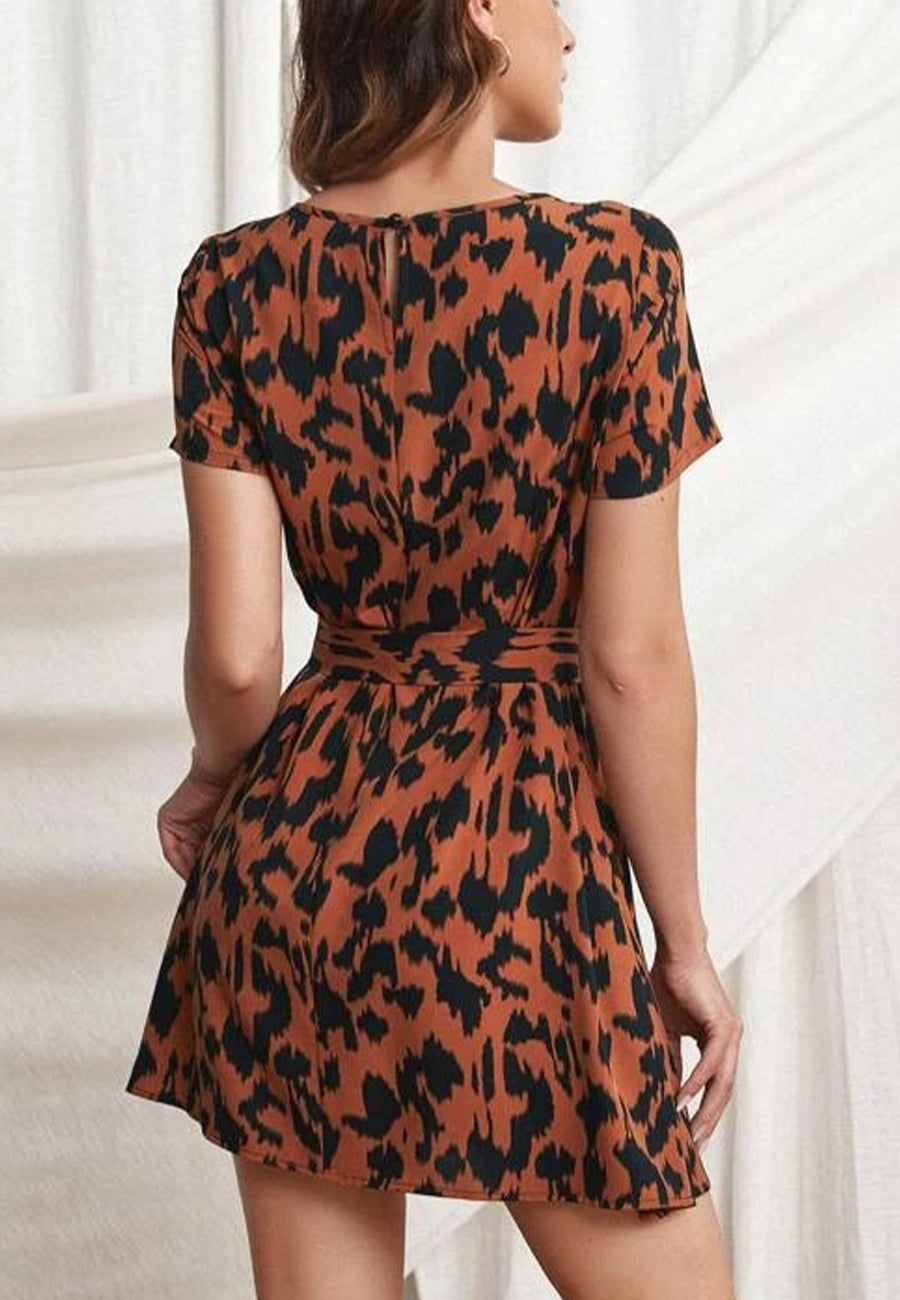 Vestido con estampado animal en dos tonos