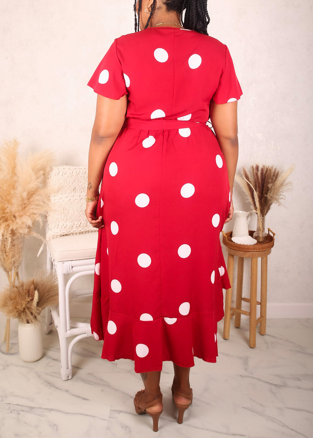 red plus size a-line dress Plus Size Rust Red A-Line Cotton Dress main image 1