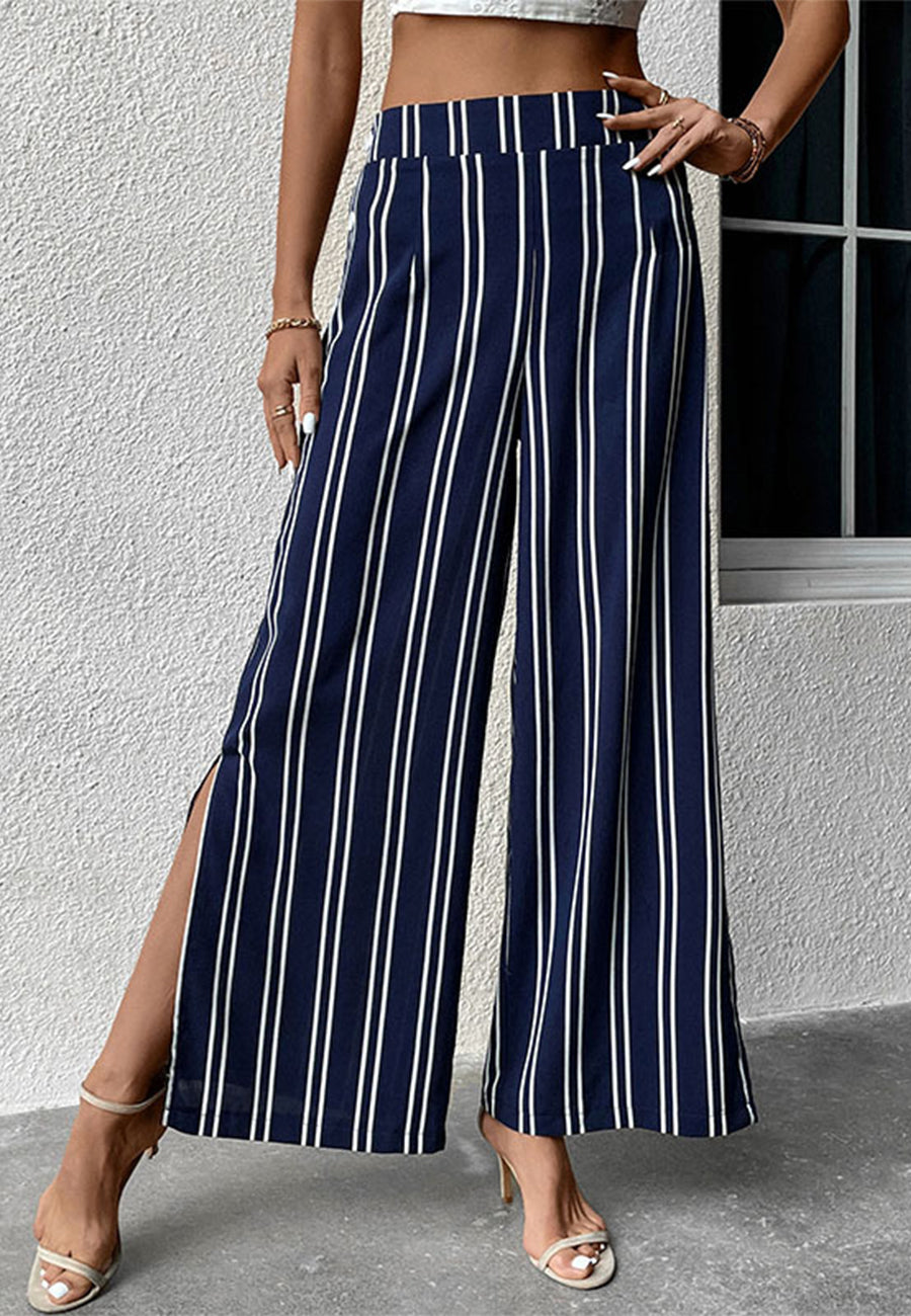 Pantalones con aberturas laterales y estampado de rayas