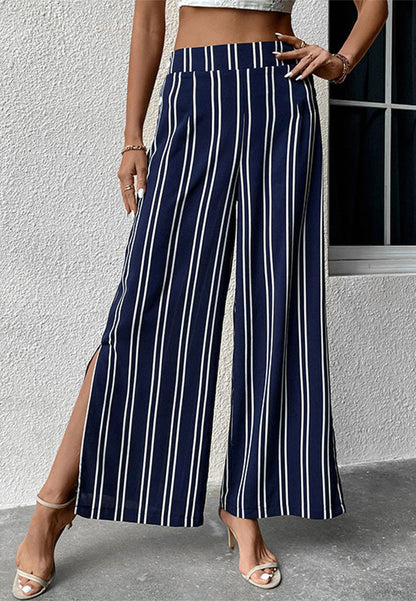 Pantalones con aberturas laterales y estampado de rayas