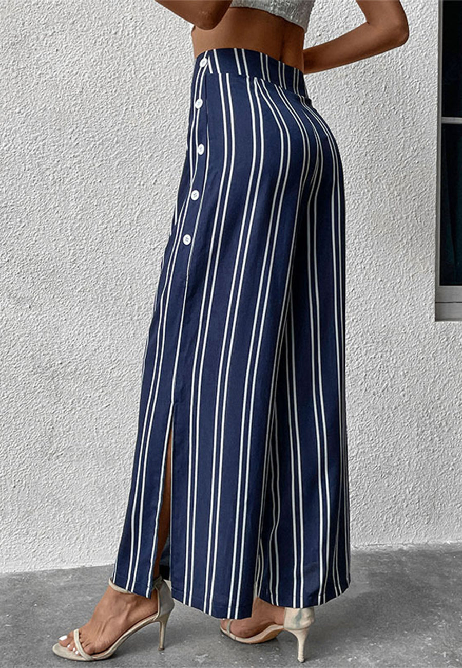 Pantalones con aberturas laterales y estampado de rayas