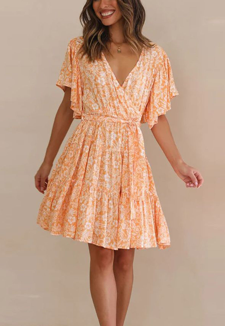 Surplice Neck Flowy Dress