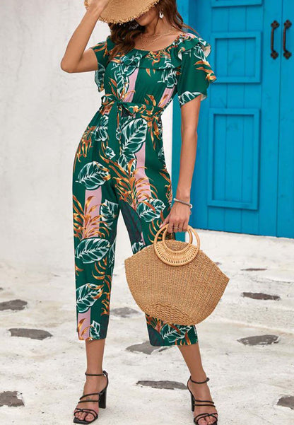 Tropical Floral Off-Shoulder Jumpsuit