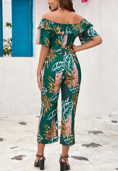 Tropical Floral Off-Shoulder Jumpsuit