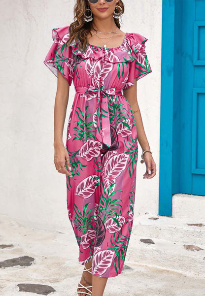 Tropical Floral Off-Shoulder Jumpsuit