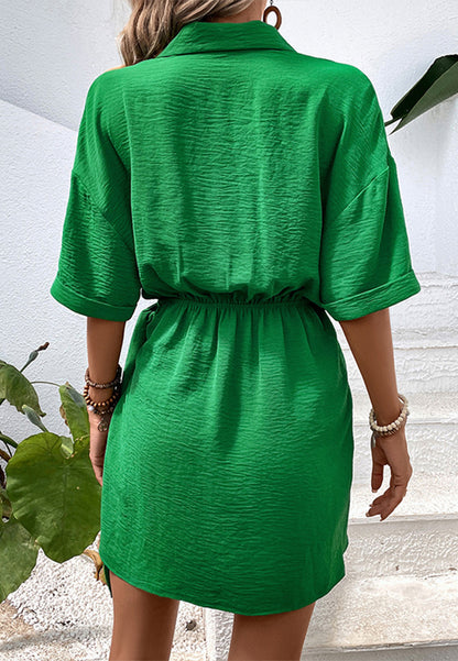 Collared Wrap Shirt Dress