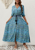 Vestido con botones y estampado tribal