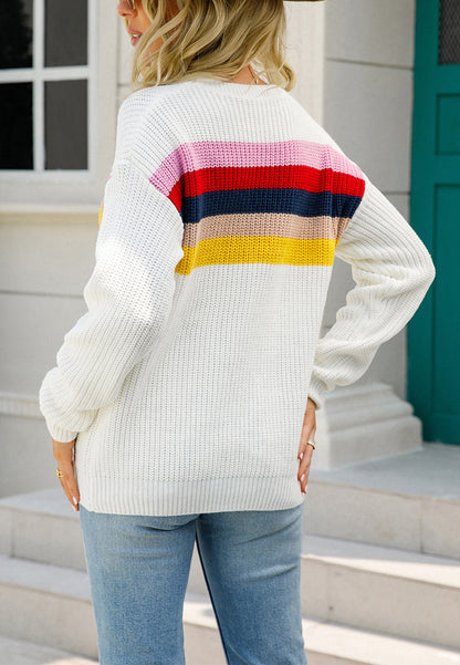 Multicolor Striped Pattern Knit Sweater