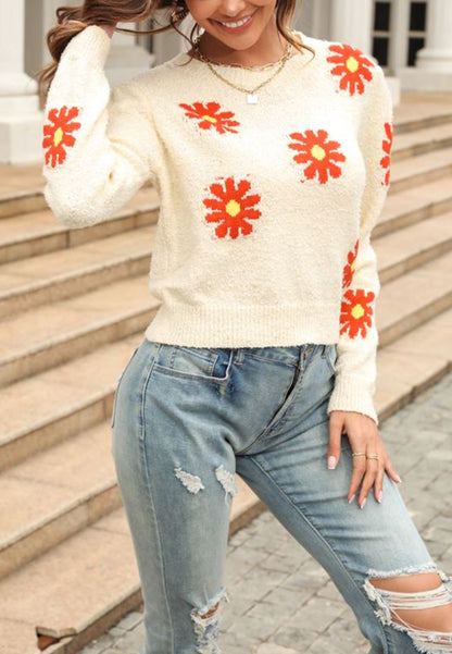 Suéter de punto con estampado de margaritas