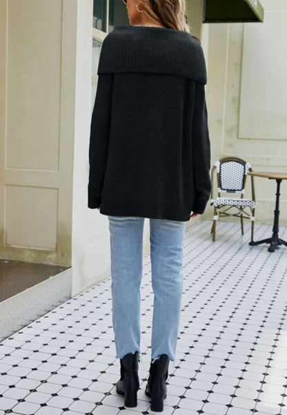 Cowl Neck Sailor Collar Sweater