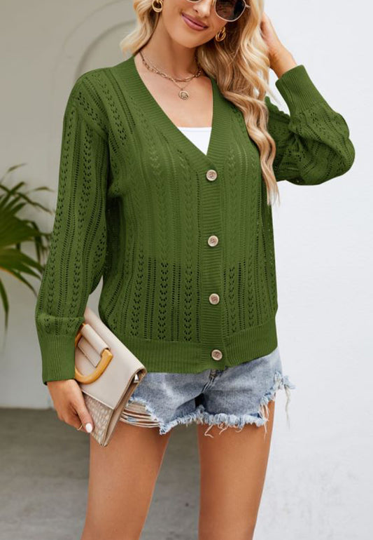 Cárdigan de punto transparente con ojales