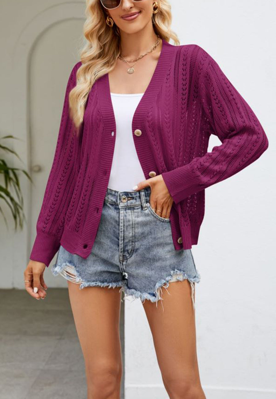 Sheer Eyelet Knit Cardigan