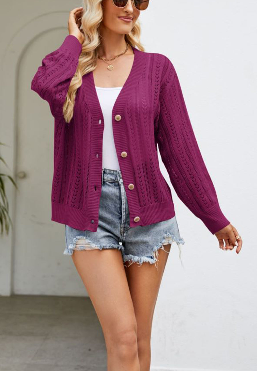 Sheer Eyelet Knit Cardigan