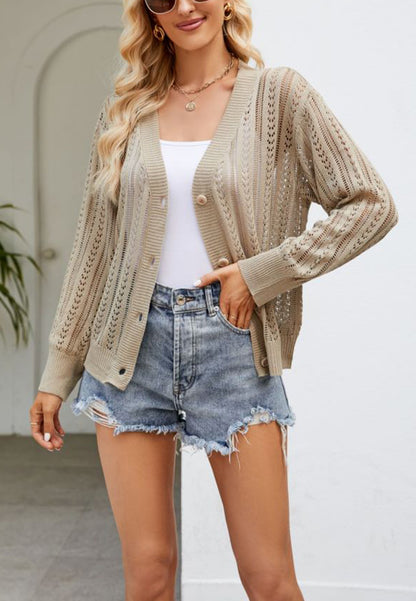 Sheer Eyelet Knit Cardigan