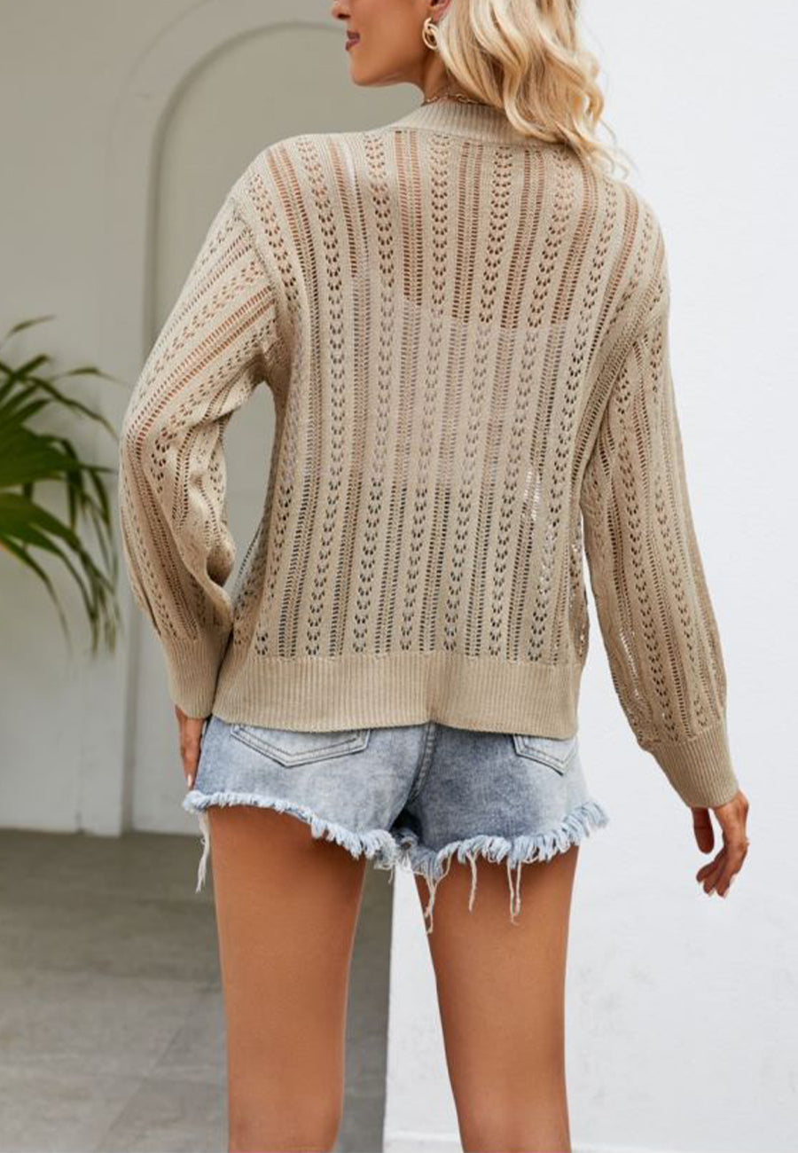 Sheer Eyelet Knit Cardigan