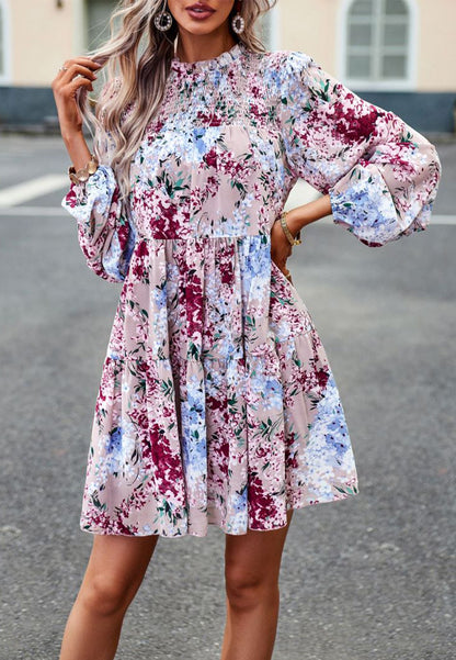 Shirred Neck Button Down Dress