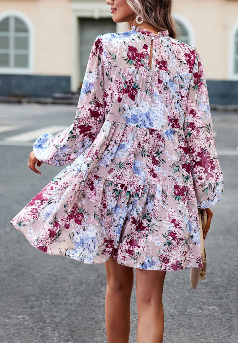Vestido con botones y cuello fruncido