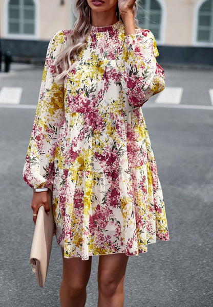 Shirred Neck Button Down Dress