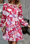 Vestido con cuello fruncido y estampado floral