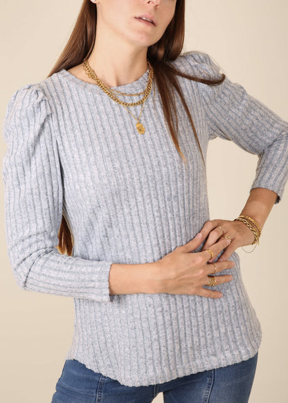 Pleated Long Sleeve Knit Sweater