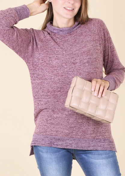 Mock Neck Two Tone Sweater