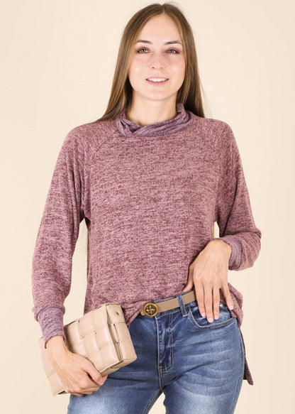 Mock Neck Two Tone Sweater